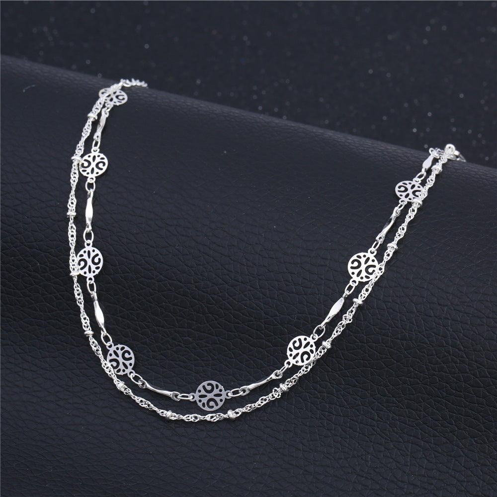 Hollow Anklet Clip Bead Silver Jewelry