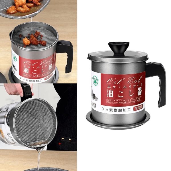 High Quality Fryer Oil Filter Pot Carbon Steel Oilcan With Stainless Steel Kitchen Storage Jug Cooking Pot