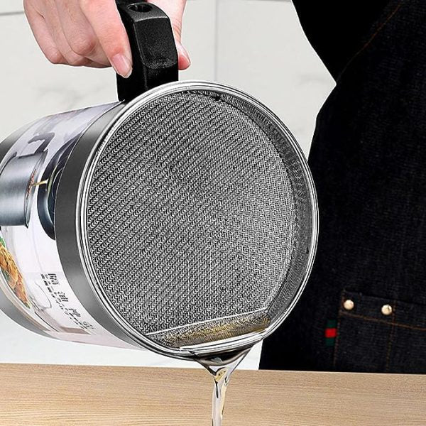 High Quality Fryer Oil Filter Pot Carbon Steel Oilcan With Stainless Steel Kitchen Storage Jug Cooking Pot