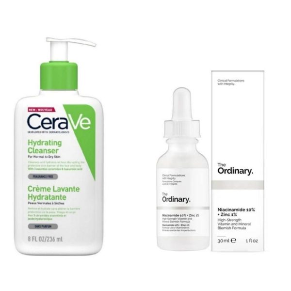 Pack Of 2 Cerave Hydrating Cleanser 236 Ml + Niacinamide Serum 30ml Deal | Perfect Deal Cerave Hydrating Cleanser & Niacinamide Serum